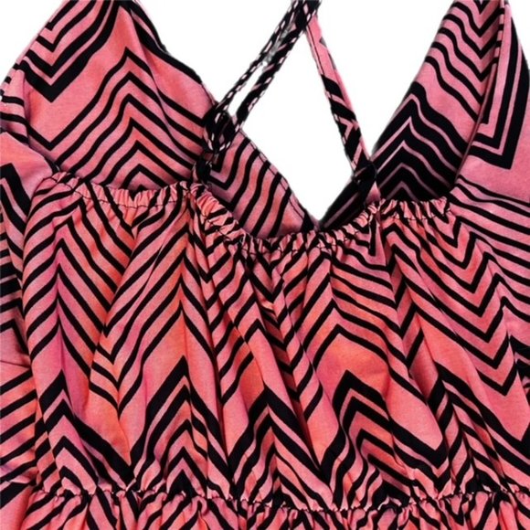 Pink and black High Low Maxi Dress Adjustable straps - Picture 3 of 5